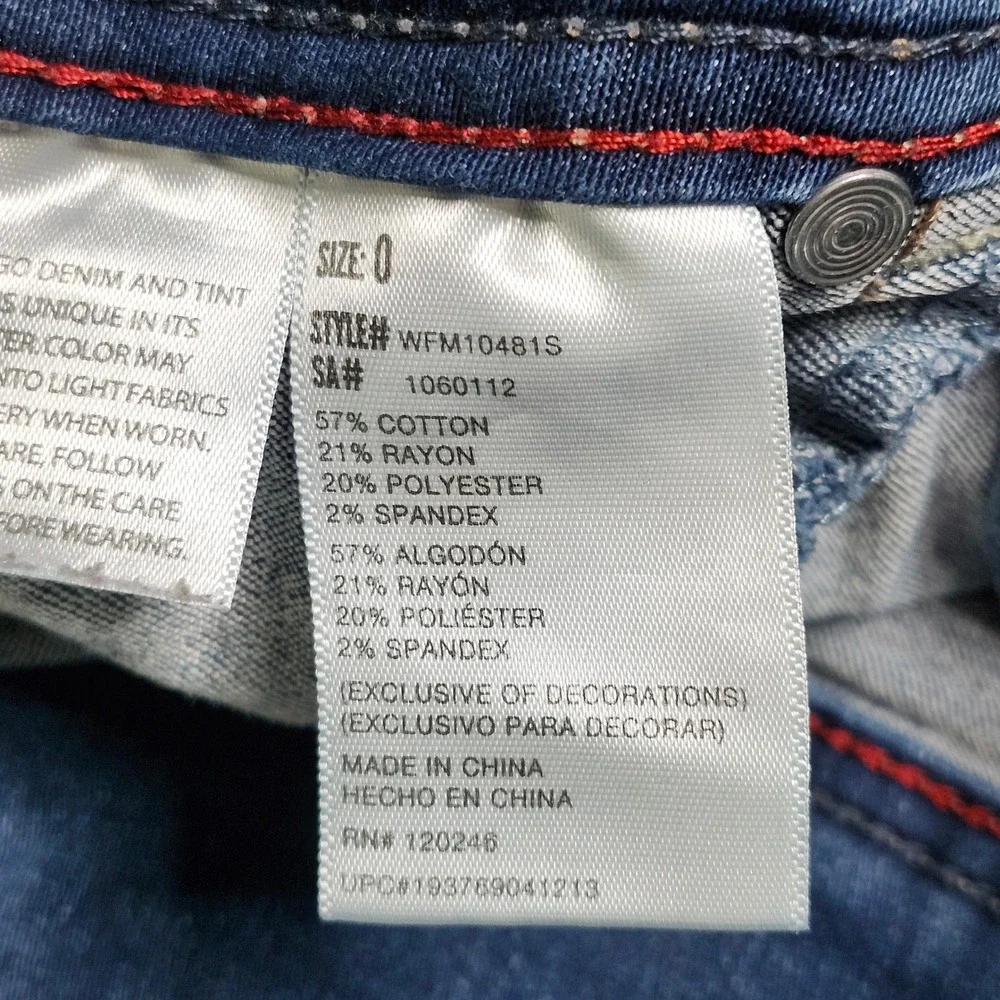Wallflower Sassy Skinny Jeans Womens Juniors 0 Blue High Rise Denim‎ WFM10481S